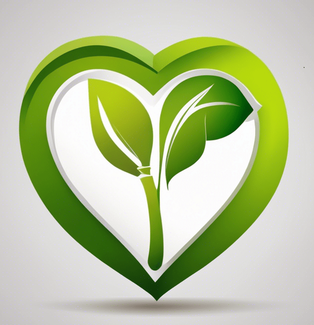 Logo strony jak żyć zdrowo i szczęśliwie. Roślinka w zielonym sercu.